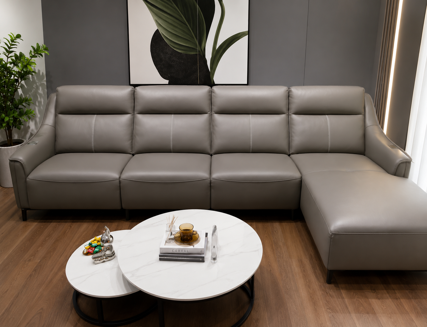 The CloudComfort Modern Leather Sectional Sofa