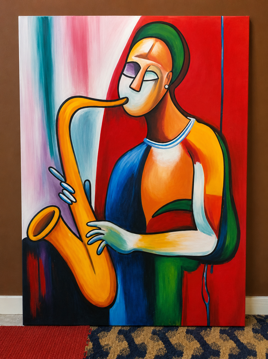 The Neon Jazz Saxophone Art Painting