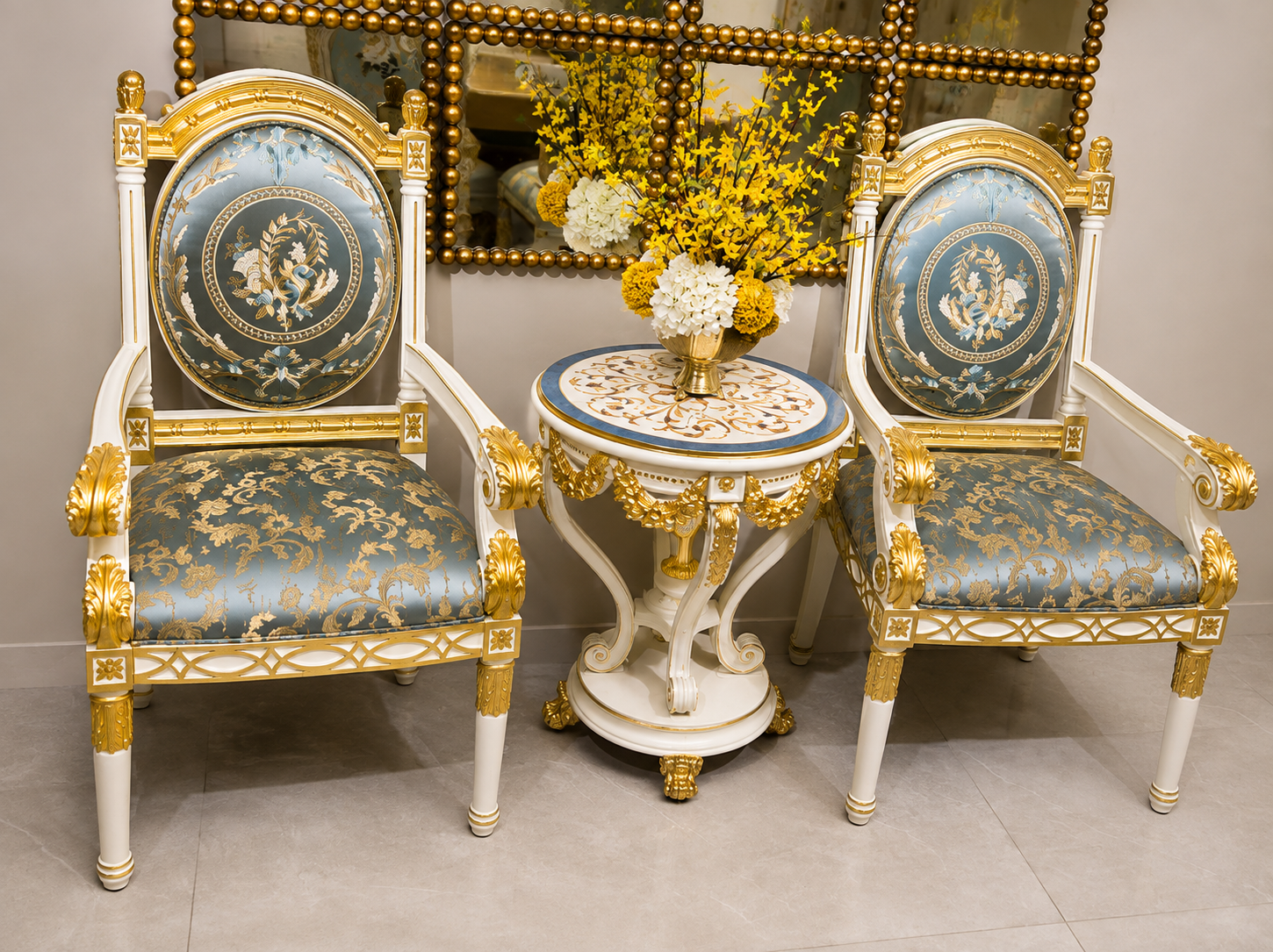 The Royal Palace Gold and Blue Armchair Set